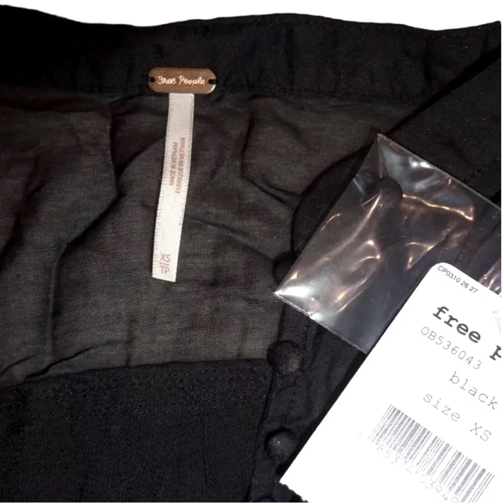 Free People Layers of Black Top XSMALL 2 Mandarin Collar Cotton Silk Breathable